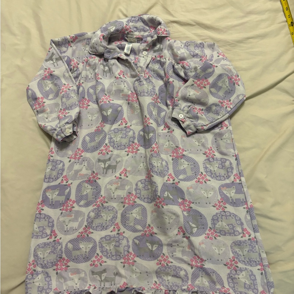Pottery Barn Kids Nightgown - Lavender and Pink Fox Print cozy